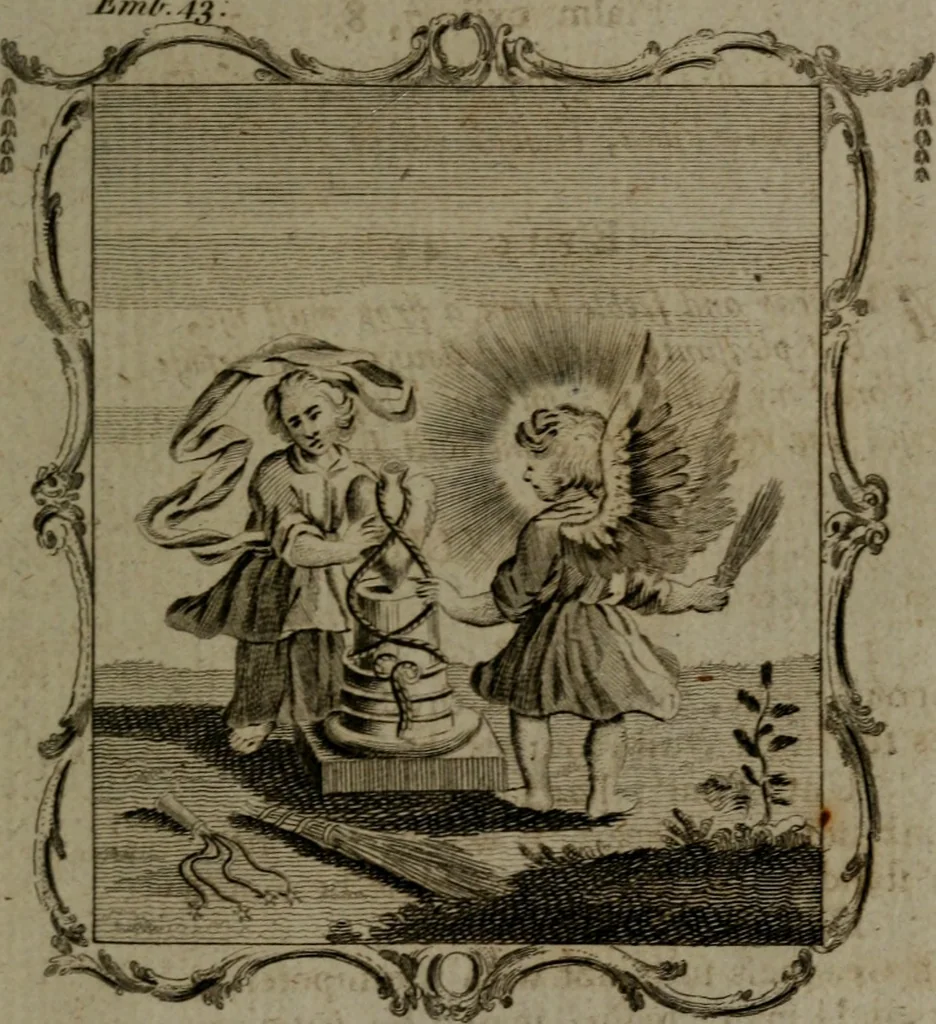 An illustration from The school of the heart, or, The heart (of itself gone away from God) brought back again to Him, and instructed by Him : in forty-seven emblems, 1778, leaf 226
