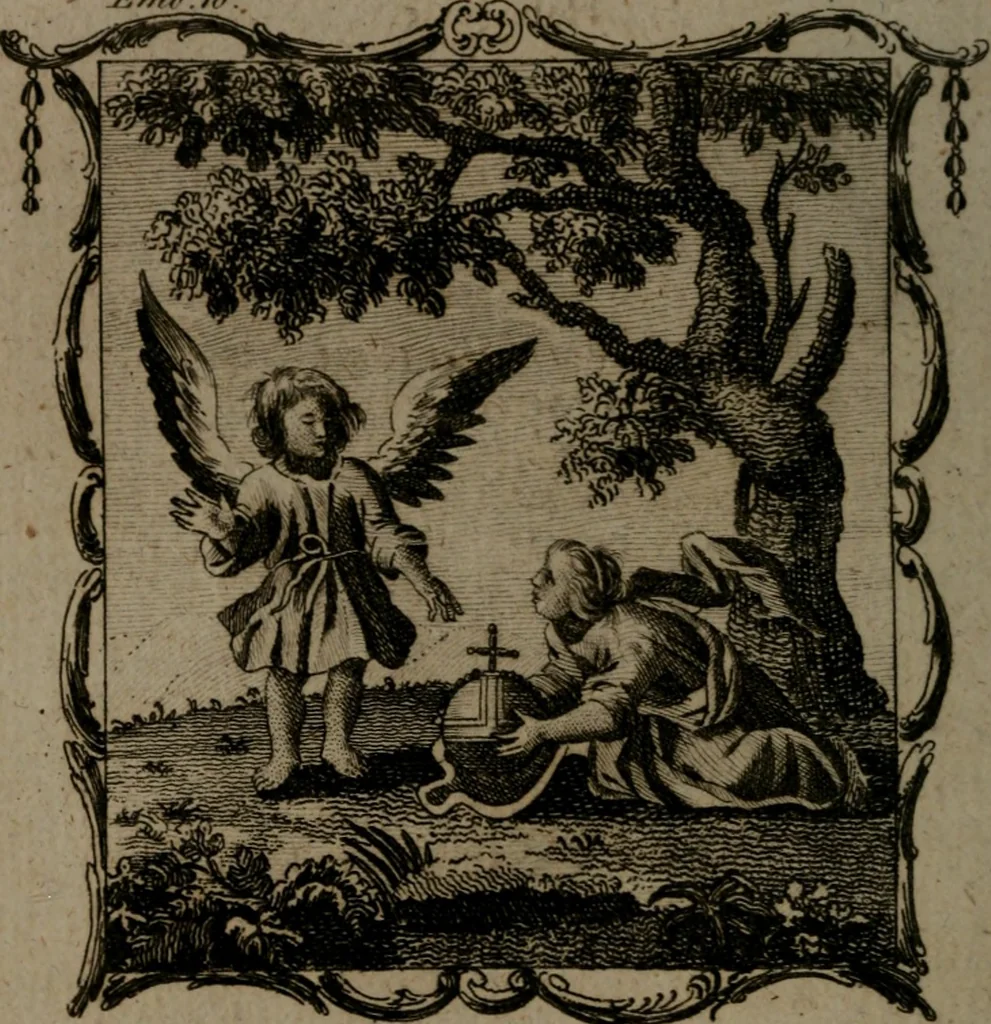An illustration from The school of the heart, or, The heart (of itself gone away from God) brought back again to Him, and instructed by Him : in forty-seven emblems, 1778, leaf 67