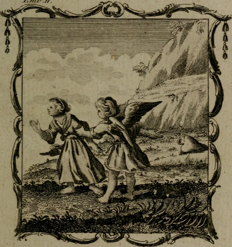 An illustration from The school of the heart, or, The heart (of itself gone away from God) brought back again to Him, and instructed by Him : in forty-seven emblems, 1778, leaf 72