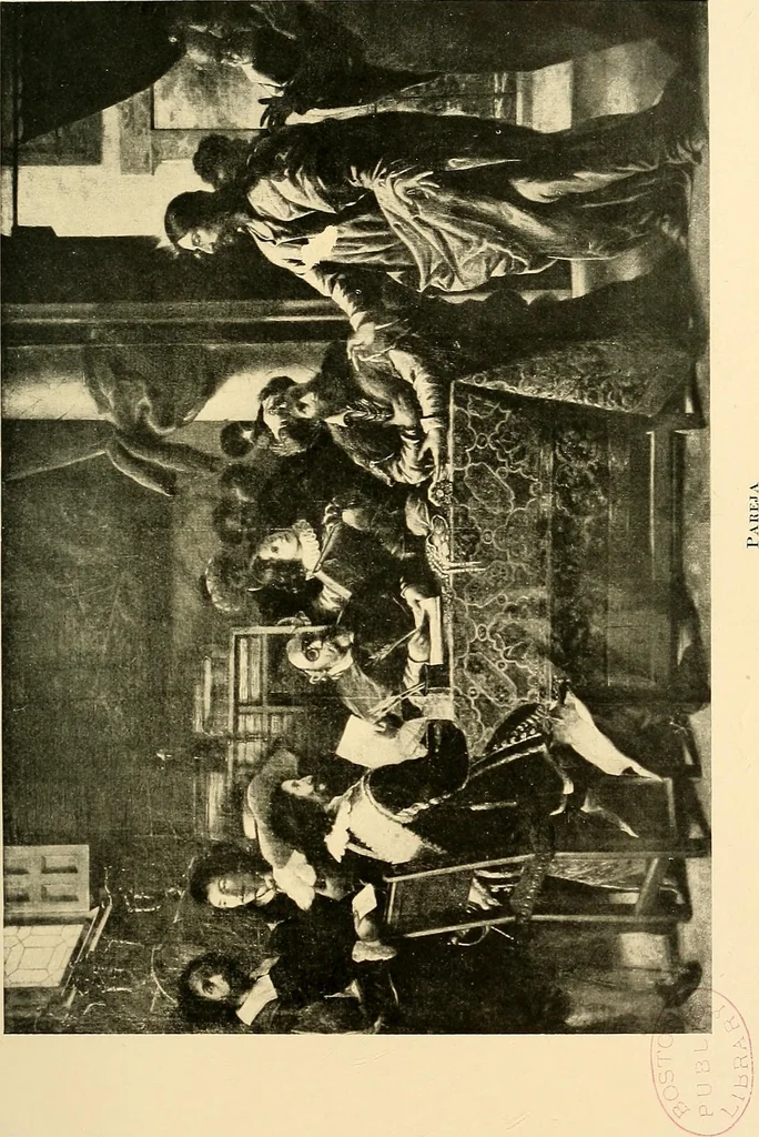 An illustration from The school of Madrid, 1909, leaf 184
