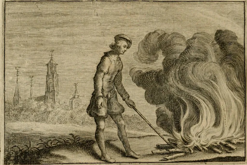 An illustration from Emblemata Florentii Schoonhovii I.C. Goudani, partim moralia, partim etiam civilia. Cum latiori eorundem ejusdem auctoris interpretatione. Accedunt et alia quaedam poëmatia in alijs poëmatum suorum libris non contenta, 1618, leaf 137