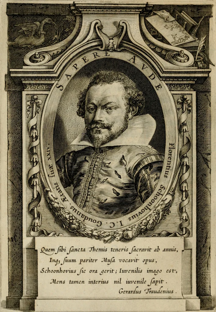 An illustration from Emblemata Florentii Schoonhovii I.C. Goudani, partim moralia, partim etiam civilia. Cum latiori eorundem ejusdem auctoris interpretatione. Accedunt et alia quaedam poëmatia in alijs poëmatum suorum libris non contenta, 1618, leaf 15
