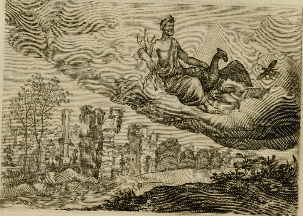 An illustration from Emblemata Florentii Schoonhovii I.C. Goudani, partim moralia, partim etiam civilia. Cum latiori eorundem ejusdem auctoris interpretatione. Accedunt et alia quaedam poëmatia in alijs poëmatum suorum libris non contenta, 1618, leaf 181