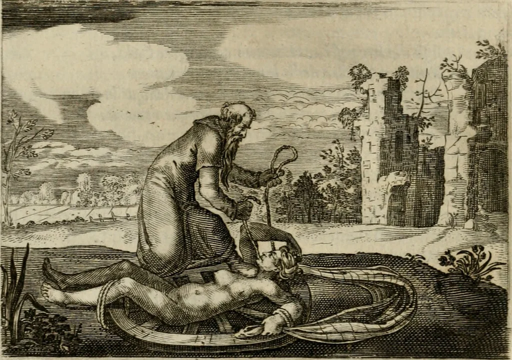 An illustration from Emblemata Florentii Schoonhovii I.C. Goudani, partim moralia, partim etiam civilia. Cum latiori eorundem ejusdem auctoris interpretatione. Accedunt et alia quaedam poëmatia in alijs poëmatum suorum libris non contenta, 1618, leaf 19