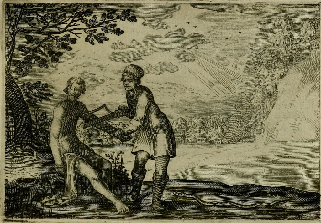 An illustration from Emblemata Florentii Schoonhovii I.C. Goudani, partim moralia, partim etiam civilia. Cum latiori eorundem ejusdem auctoris interpretatione. Accedunt et alia quaedam poëmatia in alijs poëmatum suorum libris non contenta, 1618, leaf 212