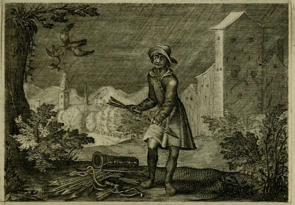 An illustration from Emblemata Florentii Schoonhovii I.C. Goudani, partim moralia, partim etiam civilia. Cum latiori eorundem ejusdem auctoris interpretatione. Accedunt et alia quaedam poëmatia in alijs poëmatum suorum libris non contenta, 1618, leaf 220