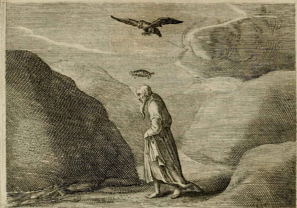 An illustration from Emblemata Florentii Schoonhovii I.C. Goudani, partim moralia, partim etiam civilia. Cum latiori eorundem ejusdem auctoris interpretatione. Accedunt et alia quaedam poëmatia in alijs poëmatum suorum libris non contenta, 1618, leaf 43