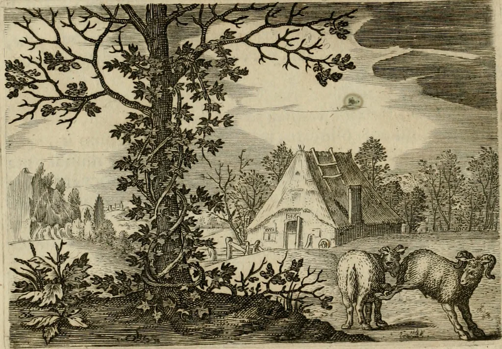 An illustration from Emblemata Florentii Schoonhovii I.C. Goudani, partim moralia, partim etiam civilia. Cum latiori eorundem ejusdem auctoris interpretatione. Accedunt et alia quaedam poëmatia in alijs poëmatum suorum libris non contenta, 1618, leaf 57