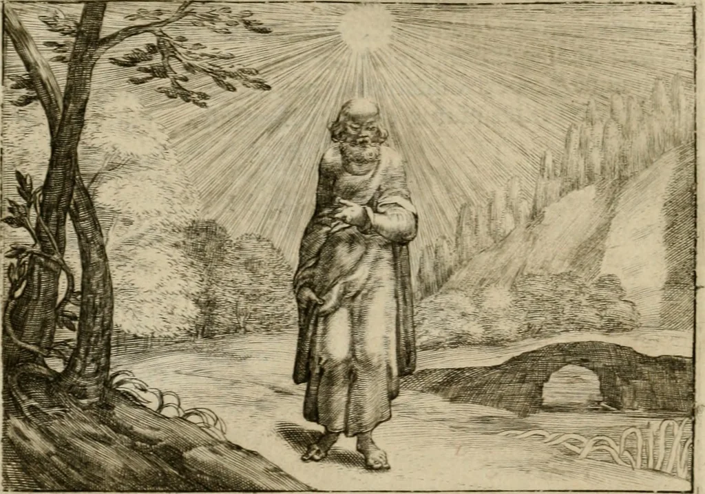 An illustration from Emblemata Florentii Schoonhovii I.C. Goudani, partim moralia, partim etiam civilia. Cum latiori eorundem ejusdem auctoris interpretatione. Accedunt et alia quaedam poëmatia in alijs poëmatum suorum libris non contenta, 1618, leaf 85