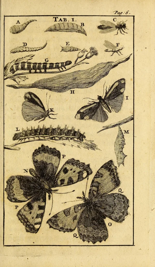 An illustration from Schou-burg der rupsen, wormen, ma'den, en vliegende dierkens daar uit voortkomende : door eigen ondervindinge by een gebragt, 1688, leaf 21