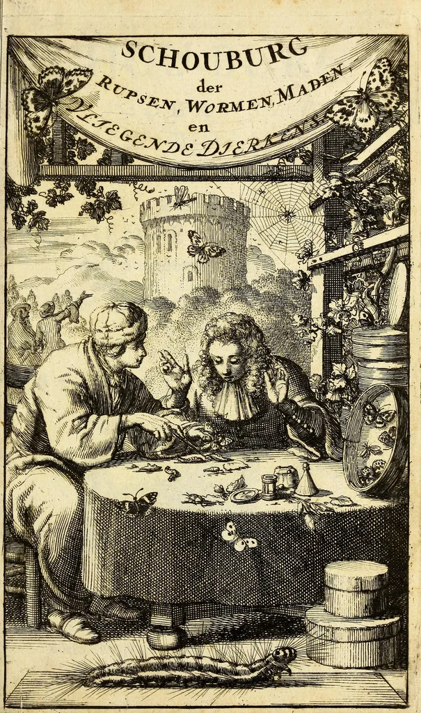 An illustration from Schou-burg der rupsen, wormen, ma'den, en vliegende dierkens daar uit voortkomende : door eigen ondervindinge by een gebragt, 1688, leaf 7
