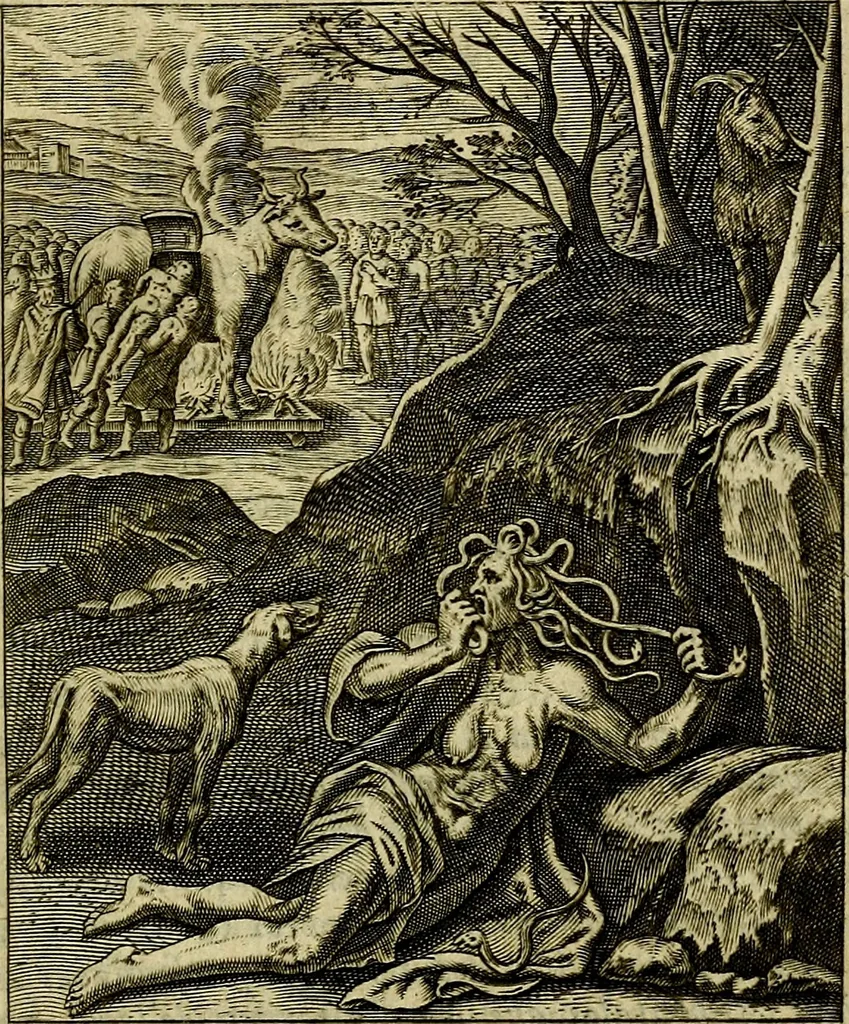 An illustration from Schouwtoneel des menschelyken leevens, of, Lessen der wysheid : uytgedrukt in 103. fraaye konstplaaten, welker zinspeelingen uyt Horatius verzaamellt zyn, 1755, leaf 128