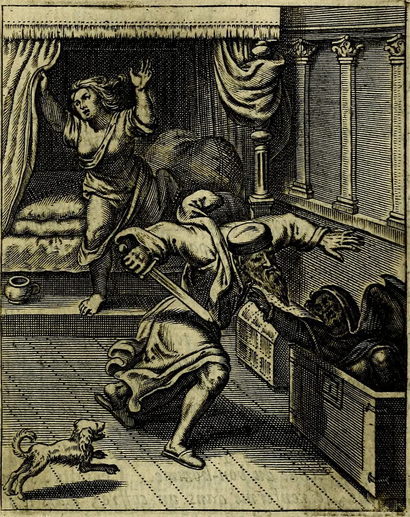 An illustration from Schouwtoneel des menschelyken leevens, of, Lessen der wysheid : uytgedrukt in 103. fraaye konstplaaten, welker zinspeelingen uyt Horatius verzaamellt zyn, 1755, leaf 164