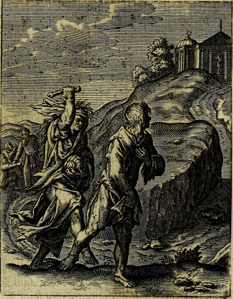 An illustration from Schouwtoneel des menschelyken leevens, of, Lessen der wysheid : uytgedrukt in 103. fraaye konstplaaten, welker zinspeelingen uyt Horatius verzaamellt zyn, 1755, leaf 188