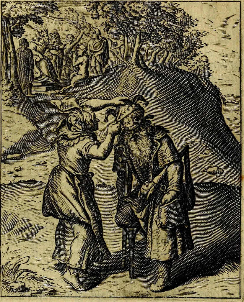 An illustration from Schouwtoneel des menschelyken leevens, of, Lessen der wysheid : uytgedrukt in 103. fraaye konstplaaten, welker zinspeelingen uyt Horatius verzaamellt zyn, 1755, leaf 236