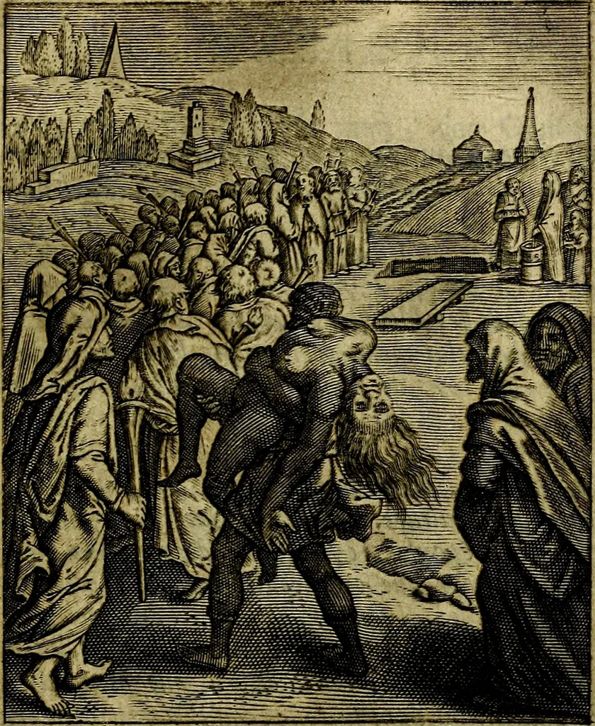 An illustration from Schouwtoneel des menschelyken leevens, of, Lessen der wysheid : uytgedrukt in 103. fraaye konstplaaten, welker zinspeelingen uyt Horatius verzaamellt zyn, 1755, leaf 244