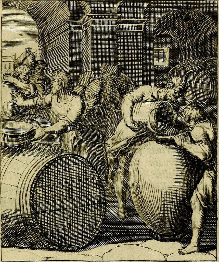 An illustration from Schouwtoneel des menschelyken leevens, of, Lessen der wysheid : uytgedrukt in 103. fraaye konstplaaten, welker zinspeelingen uyt Horatius verzaamellt zyn, 1755, leaf 28