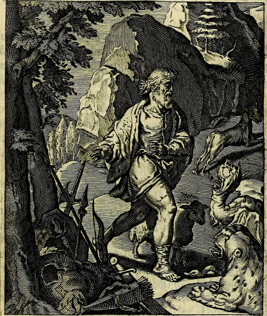 An illustration from Schouwtoneel des menschelyken leevens, of, Lessen der wysheid : uytgedrukt in 103. fraaye konstplaaten, welker zinspeelingen uyt Horatius verzaamellt zyn, 1755, leaf 292