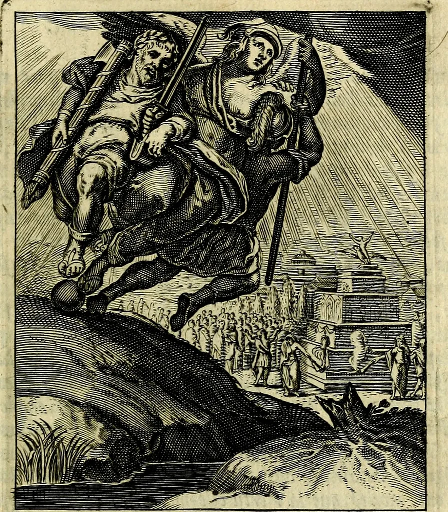 An illustration from Schouwtoneel des menschelyken leevens, of, Lessen der wysheid : uytgedrukt in 103. fraaye konstplaaten, welker zinspeelingen uyt Horatius verzaamellt zyn, 1755, leaf 316