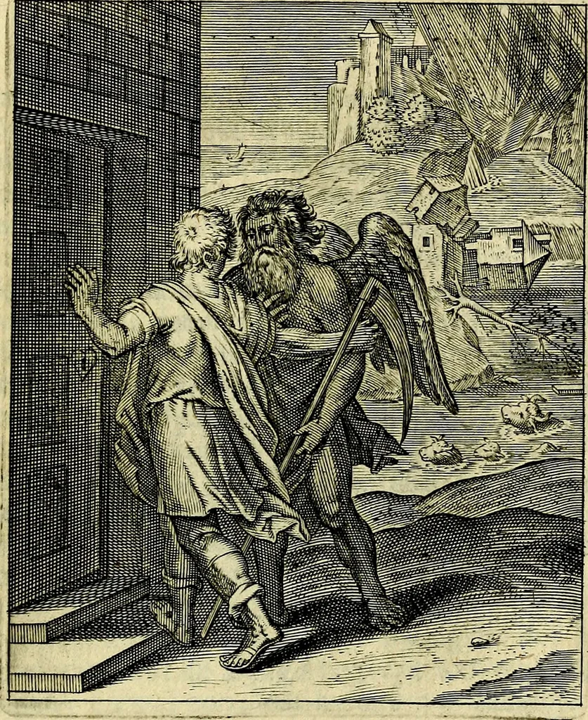 An illustration from Schouwtoneel des menschelyken leevens, of, Lessen der wysheid : uytgedrukt in 103. fraaye konstplaaten, welker zinspeelingen uyt Horatius verzaamellt zyn, 1755, leaf 356