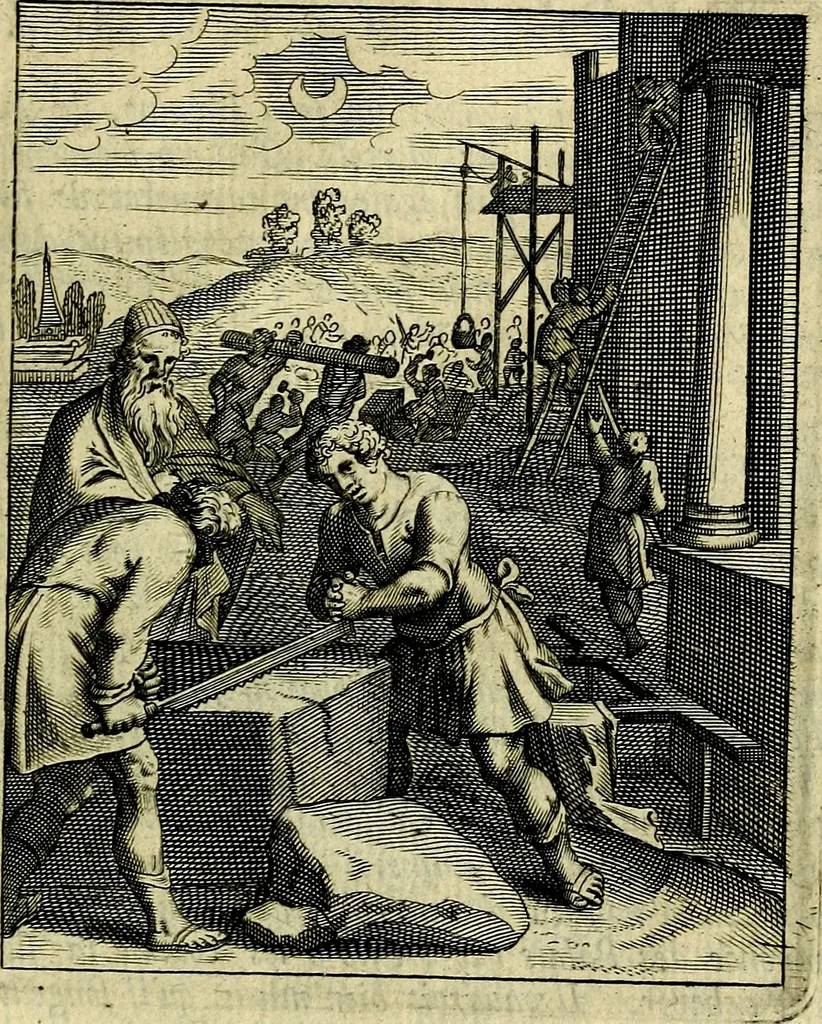An illustration from Schouwtoneel des menschelyken leevens, of, Lessen der wysheid : uytgedrukt in 103. fraaye konstplaaten, welker zinspeelingen uyt Horatius verzaamellt zyn, 1755, leaf 392