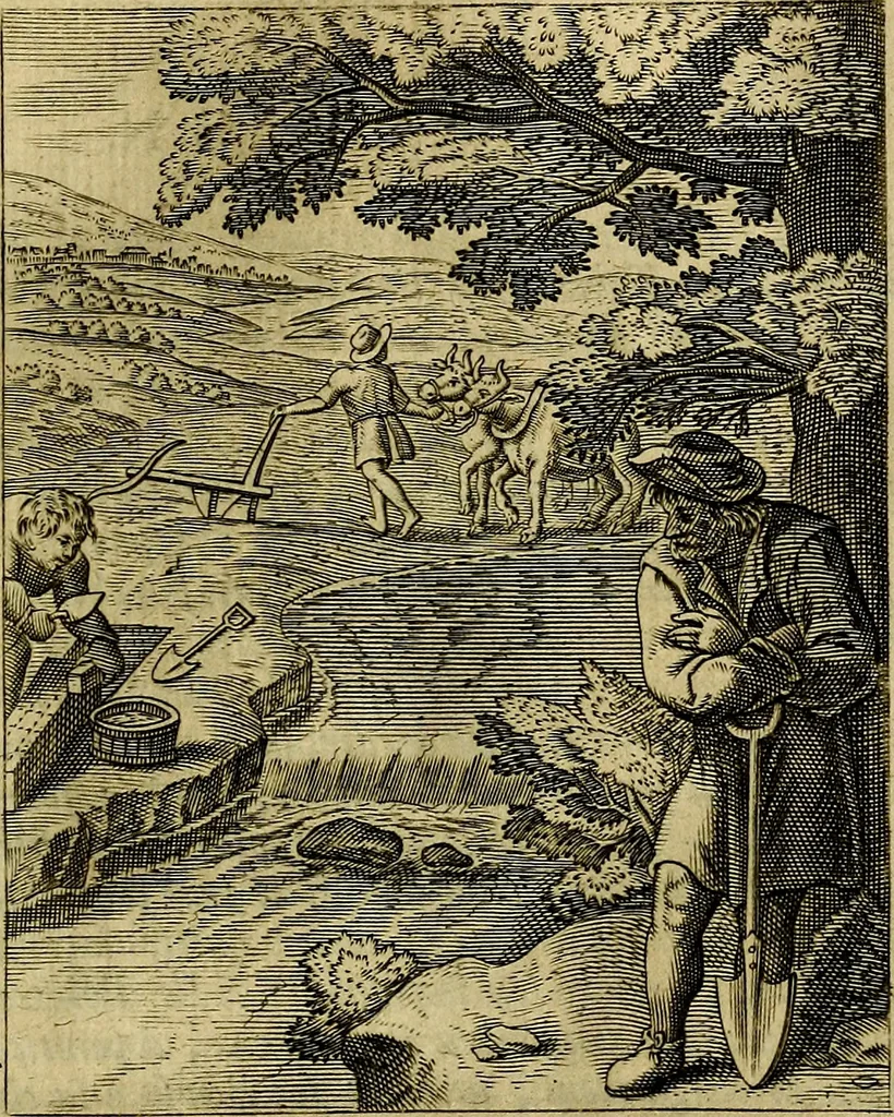 An illustration from Schouwtoneel des menschelyken leevens, of, Lessen der wysheid : uytgedrukt in 103. fraaye konstplaaten, welker zinspeelingen uyt Horatius verzaamellt zyn, 1755, leaf 40