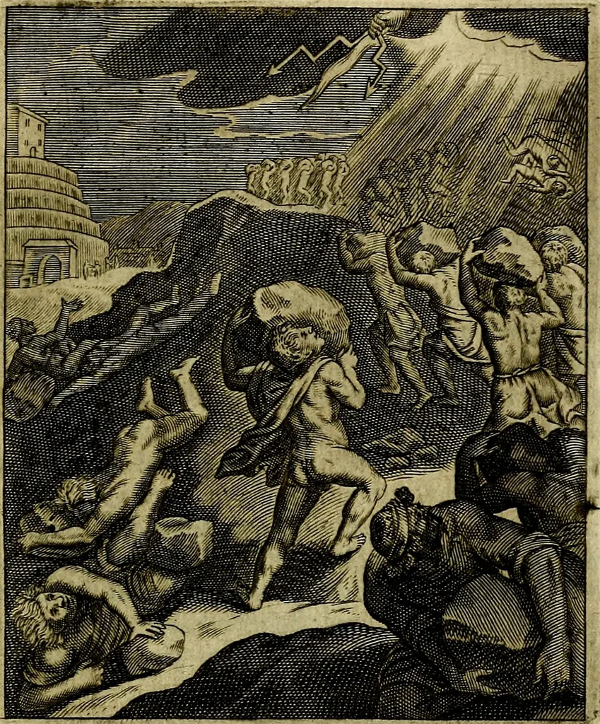 An illustration from Schouwtoneel des menschelyken leevens, of, Lessen der wysheid : uytgedrukt in 103. fraaye konstplaaten, welker zinspeelingen uyt Horatius verzaamellt zyn, 1755, leaf 84