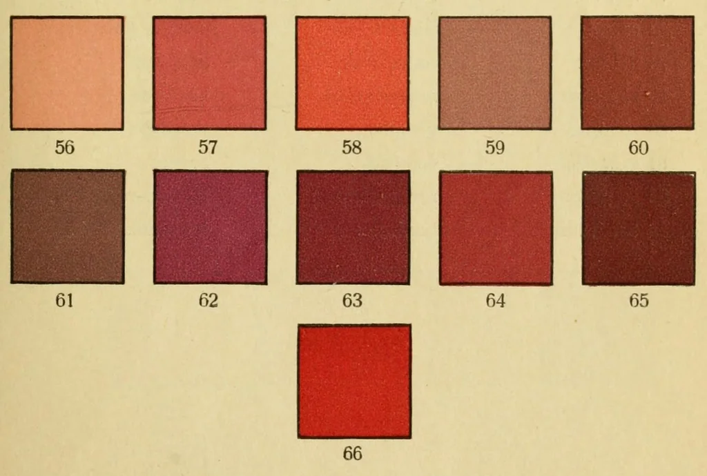 An illustration from Schwaneberger, Farben-Tafein für Briefmarkensammler = Tableaux de couleurs pour collectionneurs = Colour-tables for stamp-collectors, 1922, leaf 13