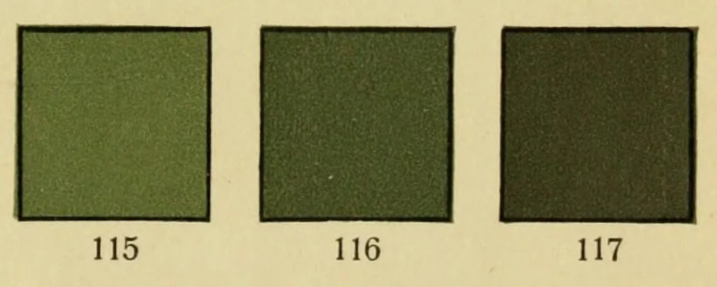 An illustration from Schwaneberger, Farben-Tafein für Briefmarkensammler = Tableaux de couleurs pour collectionneurs = Colour-tables for stamp-collectors, 1922, leaf 19