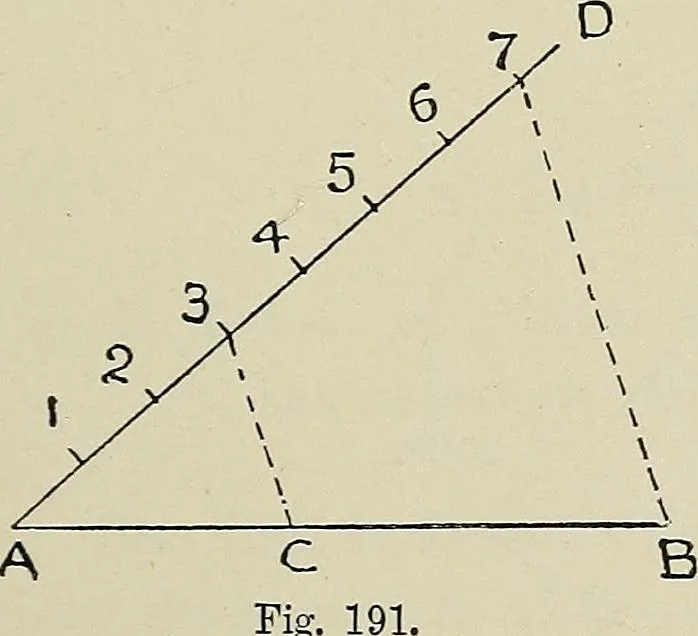 An illustration from Science and art drawing : complete geometrical course ; consisting of plane and solid geometry, orthographic and isometric projection, projection of shadow's the principles of map projection, graphic arithmetic and graphic statics, 1895, leaf 106