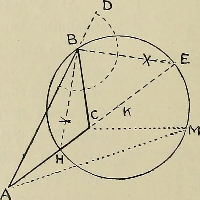 An illustration from Science and art drawing : complete geometrical course ; consisting of plane and solid geometry, orthographic and isometric projection, projection of shadow's the principles of map projection, graphic arithmetic and graphic statics, 1895, leaf 107