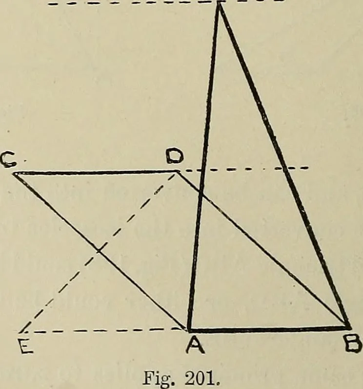 An illustration from Science and art drawing : complete geometrical course ; consisting of plane and solid geometry, orthographic and isometric projection, projection of shadow's the principles of map projection, graphic arithmetic and graphic statics, 1895, leaf 111