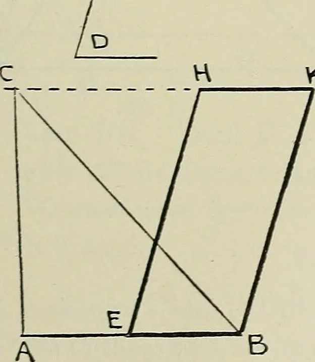 An illustration from Science and art drawing : complete geometrical course ; consisting of plane and solid geometry, orthographic and isometric projection, projection of shadow's the principles of map projection, graphic arithmetic and graphic statics, 1895, leaf 112