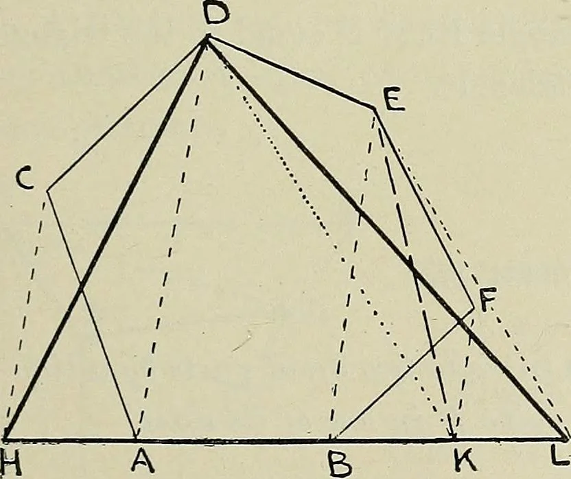 An illustration from Science and art drawing : complete geometrical course ; consisting of plane and solid geometry, orthographic and isometric projection, projection of shadow's the principles of map projection, graphic arithmetic and graphic statics, 1895, leaf 114