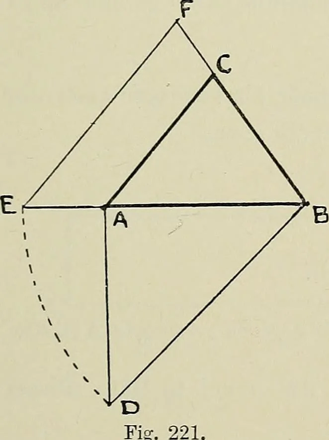 An illustration from Science and art drawing : complete geometrical course ; consisting of plane and solid geometry, orthographic and isometric projection, projection of shadow's the principles of map projection, graphic arithmetic and graphic statics, 1895, leaf 122