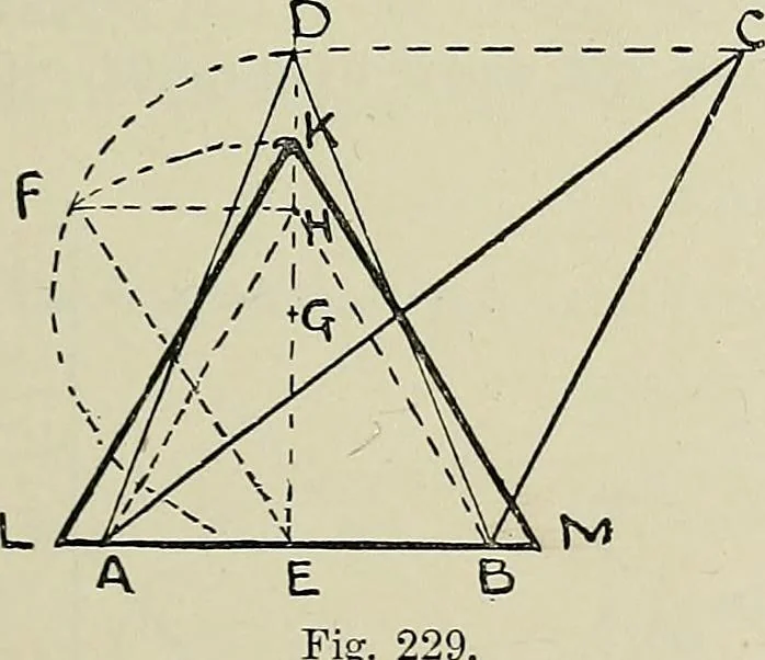 An illustration from Science and art drawing : complete geometrical course ; consisting of plane and solid geometry, orthographic and isometric projection, projection of shadow's the principles of map projection, graphic arithmetic and graphic statics, 1895, leaf 126