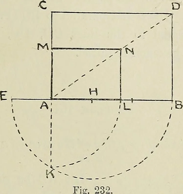 An illustration from Science and art drawing : complete geometrical course ; consisting of plane and solid geometry, orthographic and isometric projection, projection of shadow's the principles of map projection, graphic arithmetic and graphic statics, 1895, leaf 128
