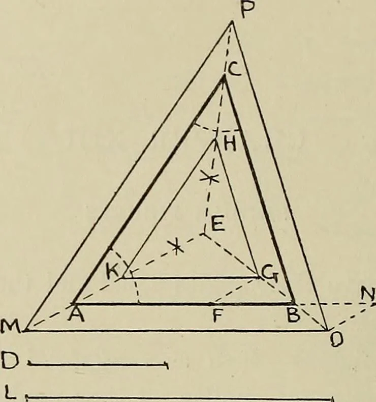An illustration from Science and art drawing : complete geometrical course ; consisting of plane and solid geometry, orthographic and isometric projection, projection of shadow's the principles of map projection, graphic arithmetic and graphic statics, 1895, leaf 165
