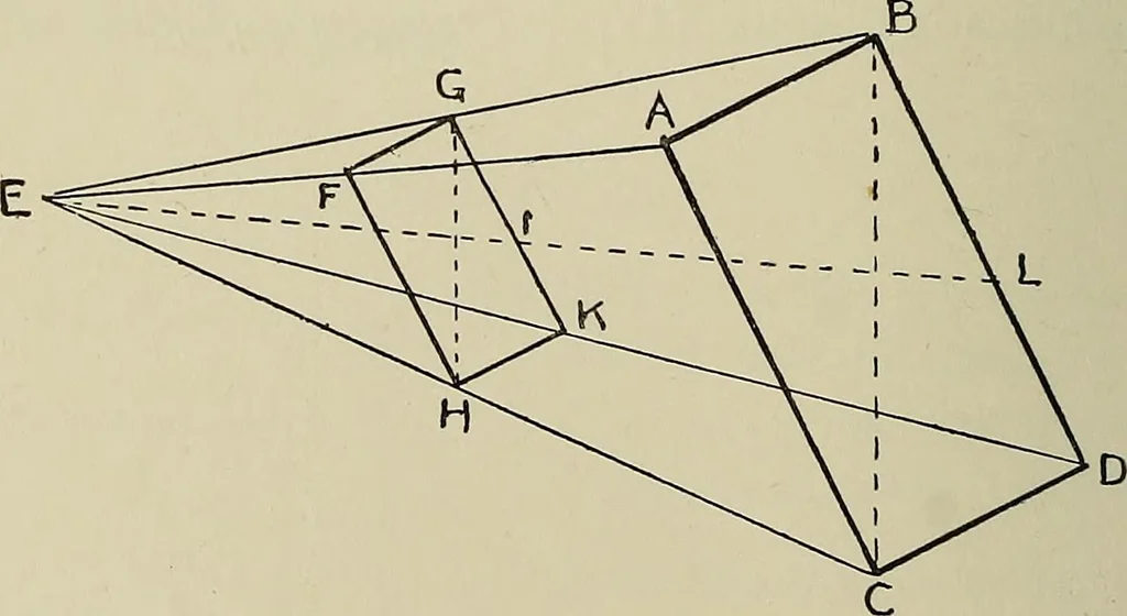 An illustration from Science and art drawing : complete geometrical course ; consisting of plane and solid geometry, orthographic and isometric projection, projection of shadow's the principles of map projection, graphic arithmetic and graphic statics, 1895, leaf 167