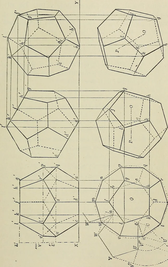 An illustration from Science and art drawing : complete geometrical course ; consisting of plane and solid geometry, orthographic and isometric projection, projection of shadow's the principles of map projection, graphic arithmetic and graphic statics, 1895, leaf 250