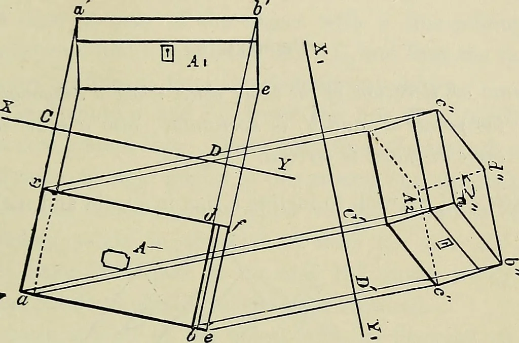 An illustration from Science and art drawing : complete geometrical course ; consisting of plane and solid geometry, orthographic and isometric projection, projection of shadow's the principles of map projection, graphic arithmetic and graphic statics, 1895, leaf 288