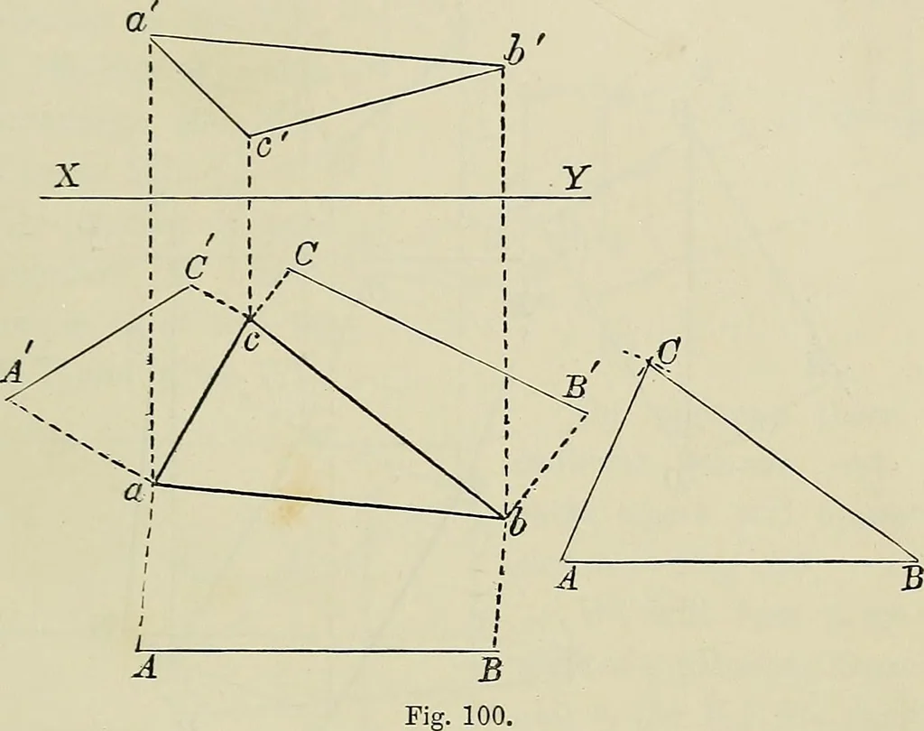 An illustration from Science and art drawing : complete geometrical course ; consisting of plane and solid geometry, orthographic and isometric projection, projection of shadow's the principles of map projection, graphic arithmetic and graphic statics, 1895, leaf 316