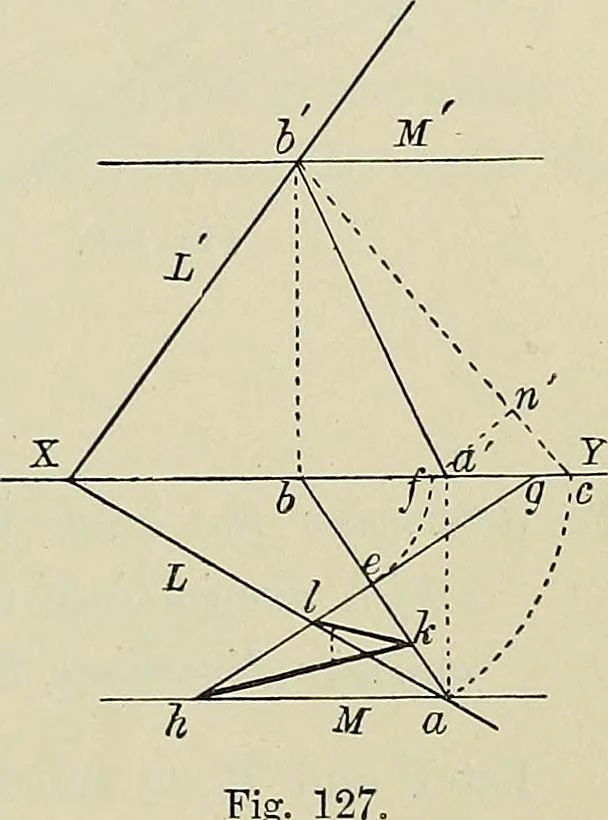 An illustration from Science and art drawing : complete geometrical course ; consisting of plane and solid geometry, orthographic and isometric projection, projection of shadow's the principles of map projection, graphic arithmetic and graphic statics, 1895, leaf 336