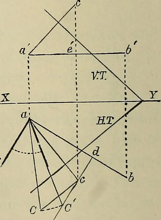 An illustration from Science and art drawing : complete geometrical course ; consisting of plane and solid geometry, orthographic and isometric projection, projection of shadow's the principles of map projection, graphic arithmetic and graphic statics, 1895, leaf 341