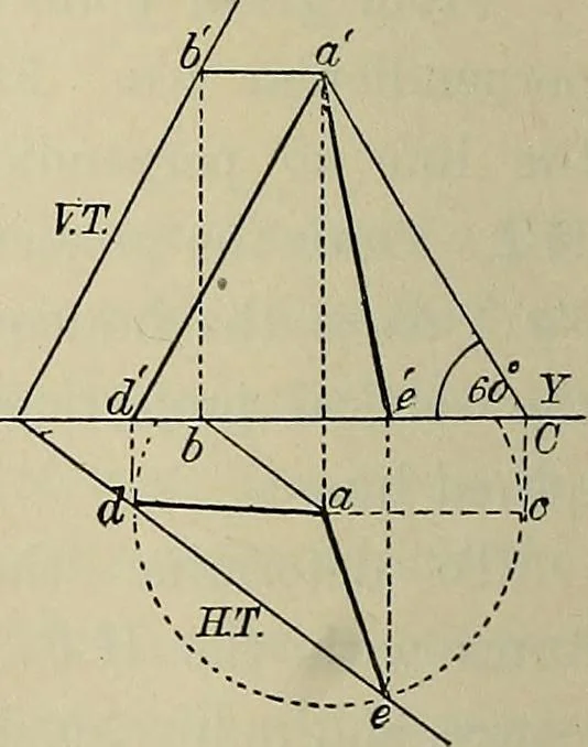 An illustration from Science and art drawing : complete geometrical course ; consisting of plane and solid geometry, orthographic and isometric projection, projection of shadow's the principles of map projection, graphic arithmetic and graphic statics, 1895, leaf 347