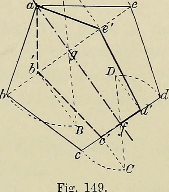 An illustration from Science and art drawing : complete geometrical course ; consisting of plane and solid geometry, orthographic and isometric projection, projection of shadow's the principles of map projection, graphic arithmetic and graphic statics, 1895, leaf 354