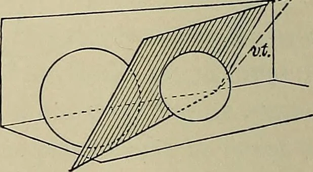 An illustration from Science and art drawing : complete geometrical course ; consisting of plane and solid geometry, orthographic and isometric projection, projection of shadow's the principles of map projection, graphic arithmetic and graphic statics, 1895, leaf 407
