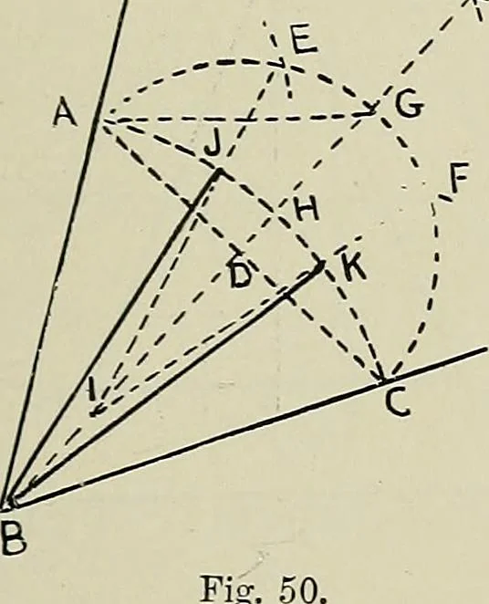 An illustration from Science and art drawing : complete geometrical course ; consisting of plane and solid geometry, orthographic and isometric projection, projection of shadow's the principles of map projection, graphic arithmetic and graphic statics, 1895, leaf 42