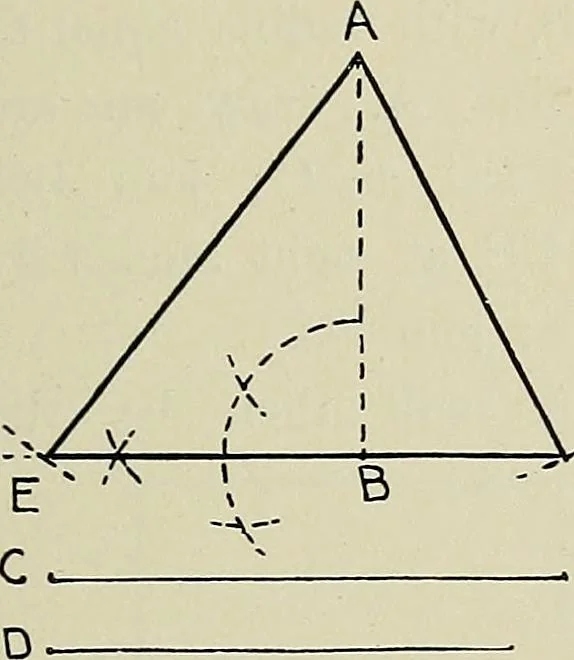 An illustration from Science and art drawing : complete geometrical course ; consisting of plane and solid geometry, orthographic and isometric projection, projection of shadow's the principles of map projection, graphic arithmetic and graphic statics, 1895, leaf 44