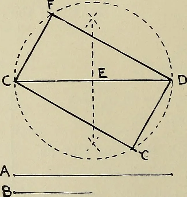 An illustration from Science and art drawing : complete geometrical course ; consisting of plane and solid geometry, orthographic and isometric projection, projection of shadow's the principles of map projection, graphic arithmetic and graphic statics, 1895, leaf 47